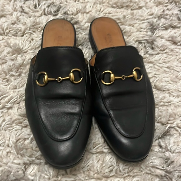 Gucci princetown leather mules. Womens size 36.5. Black. Pre-owned. - Picture 1 of 6
